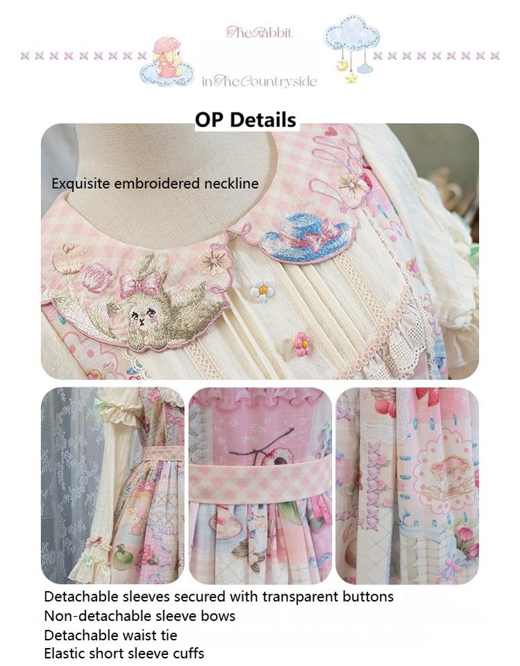 Mewroco~Country Patchwork~Sweet Lolita Dress Set Print OP SK Shirt and Camisole