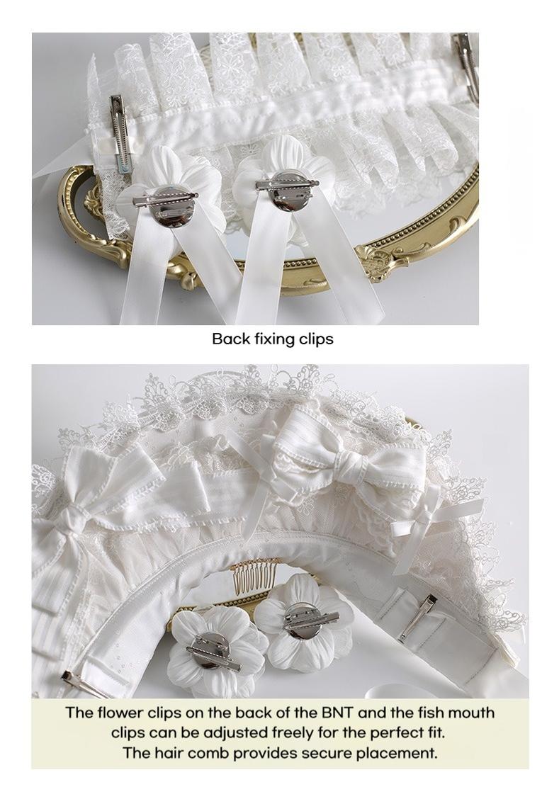 Xiaogui~Classic Lolita Lace Headdress Pure White Lolita Head Accessory