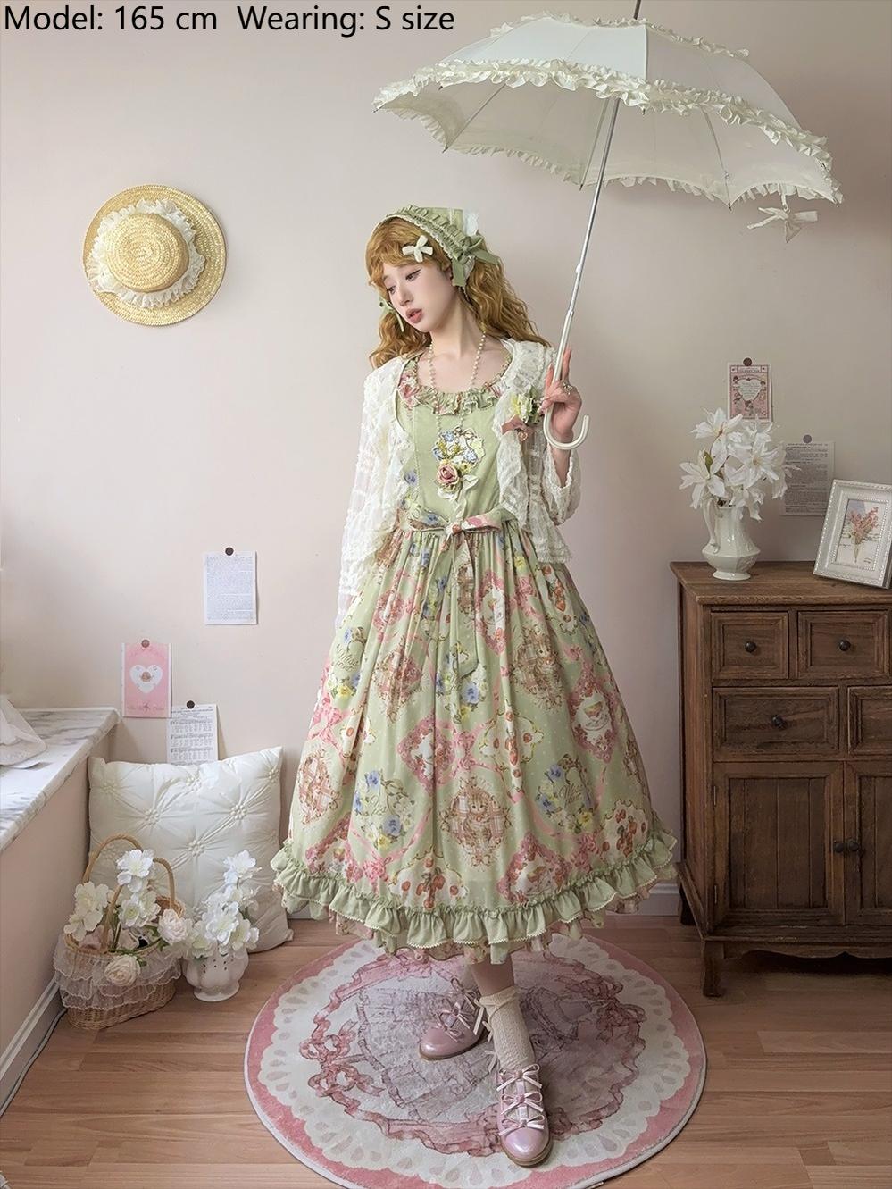 Miss Point~Cat Rose Tea~Sweet Lolita Tulle Cardigan and Long Skirt Overlay