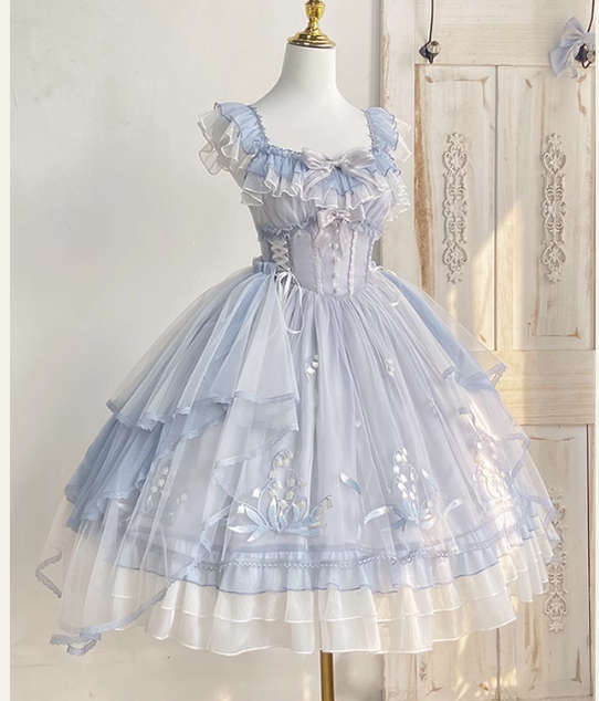 Mieye~Elegant Lolita JSK Flounce Hemline Multicolors