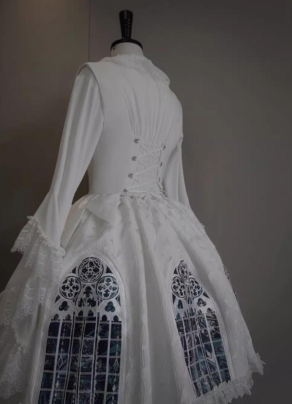 Susin Lolita~Night Traveler~Gothic Lolita Skirt Outfit Long Coat Shirt and Bustier Set
