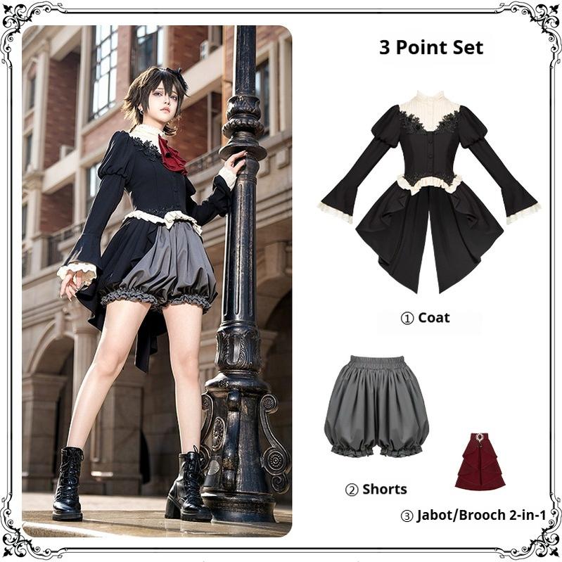 With PUJI~Night Feast~Gothic Lolita Suit Ouji Lolita Tailcoat Tiered Skirt Shorts