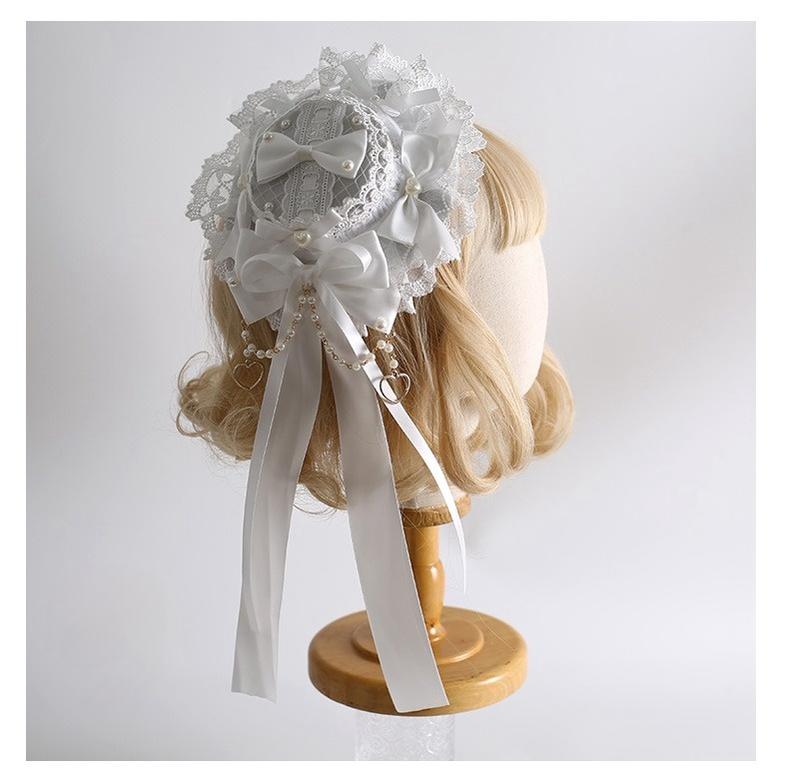 Xiaogui~Classic Lolita Lace Headdress Pure White Lolita Head Accessory