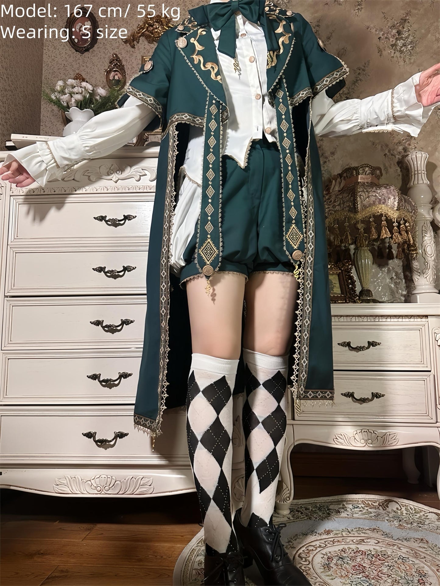 Letters from Unknown Star~Divine Envoy~Ouji Lolita Shorts Suit Military Lolita Coat and Shirt