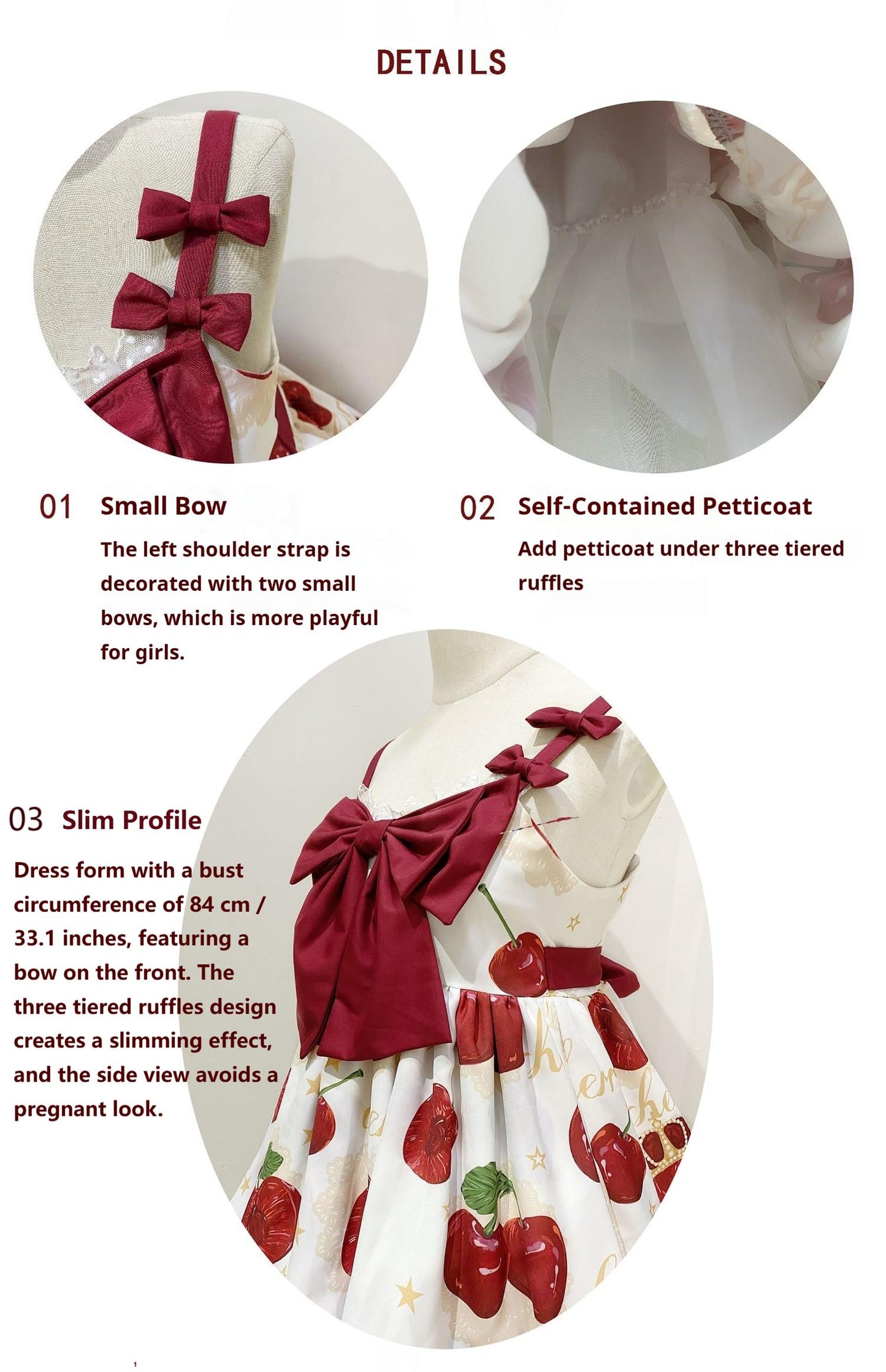 Polaris Lolita~Cherry Crown~Sweet Lolita JSK Three-tiered Dress