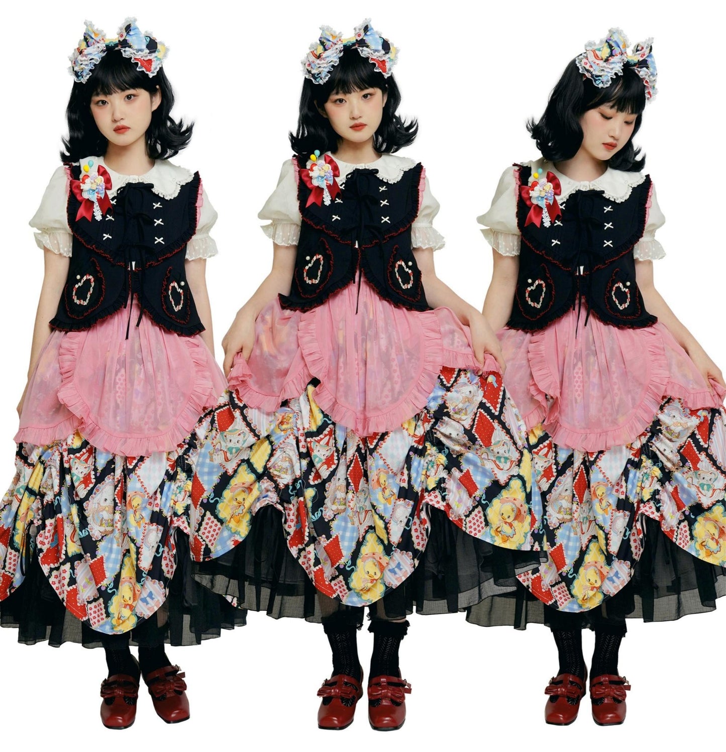 Southern Cross~Showa Kaleidoscope~Sweet Lolita OP SK and JSK with Rabbit Print