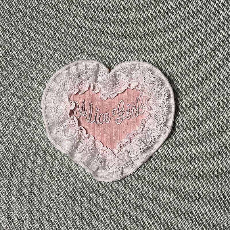 Alice Girl~Arrogant Miss~Heart-Shaped Lolita Brooch with Lace and Embroidery