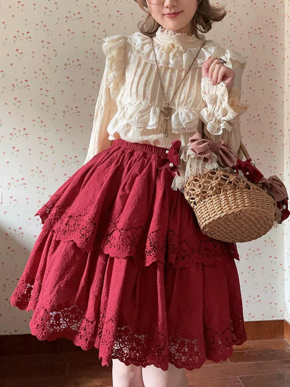 Miss Point~Forest Waltz~Classic Lolita Tiered Skirt Multi-layer Embroidered SK