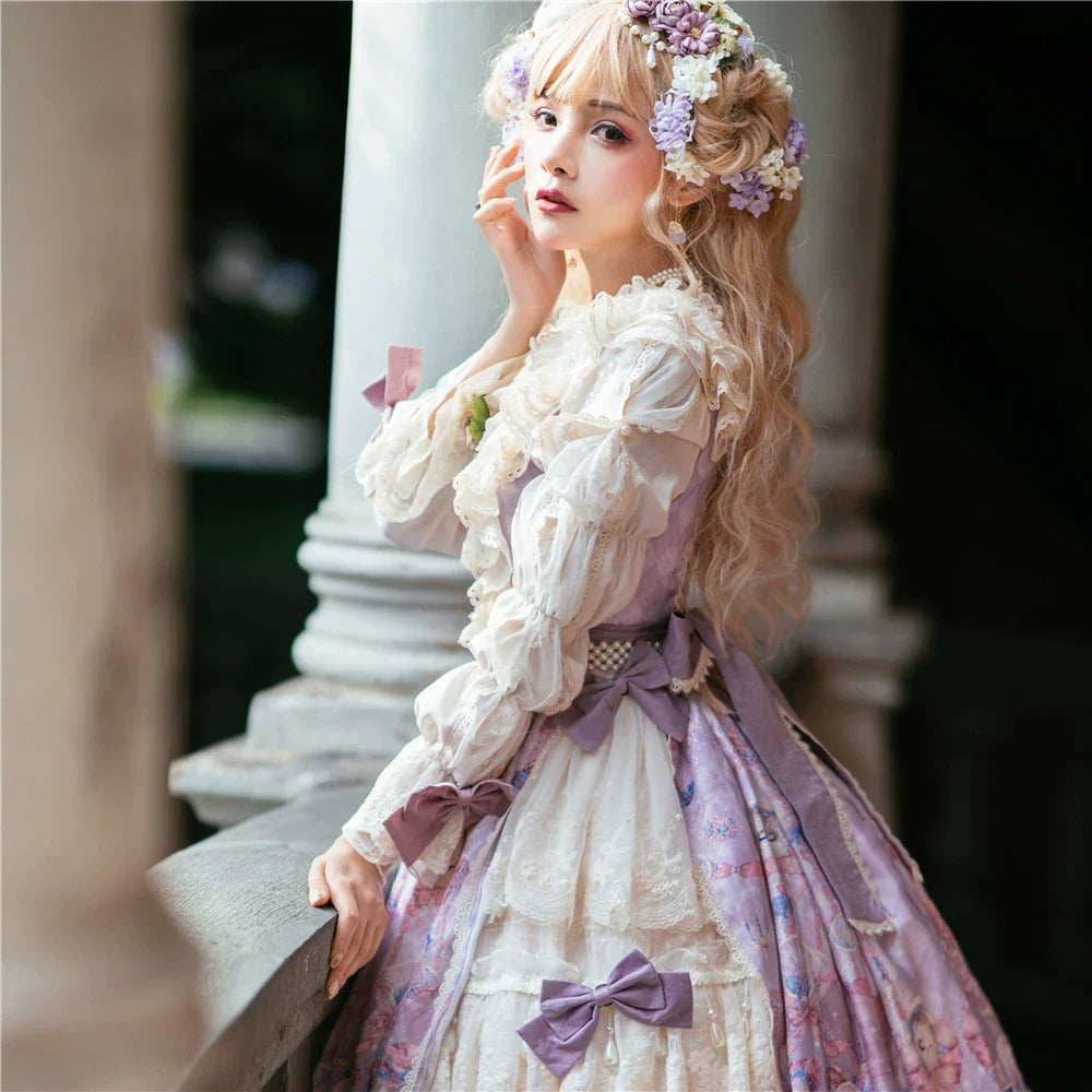 Miss Point~Elizabeth Meow~Classic Lolita Blouse Lotus Root Sleeve Lolita Shirt