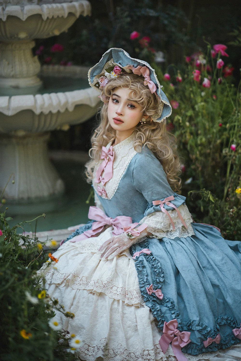 Miss Point~Lilyka Garden~Classic Lolita OP Dress Elegant Floral Wall Princess Sleeve