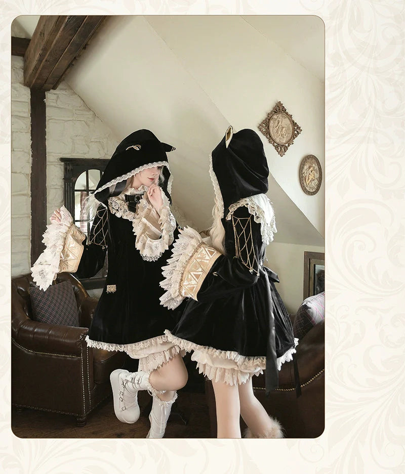 LizBird~Reincarnated Clock~Vintage Lolita OP Dress Set Lolita Bloomers