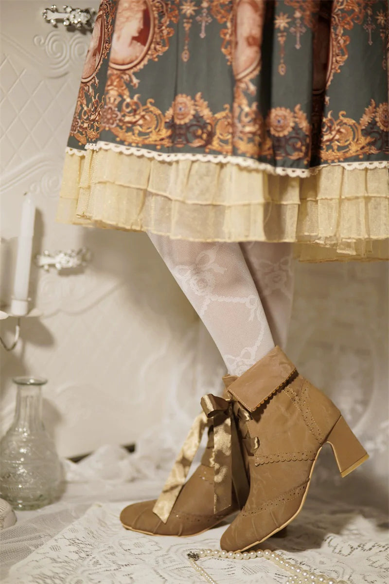 MR.Qiutian~Unknown Lady~Retro Lolita Shoes Round Head Boots for Autumn and Winter