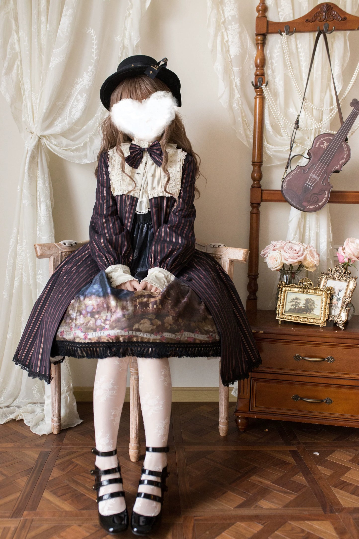 Strawberry Witch~Daily Lolita Coat Sherlock Style Lolita Coat Striped OP
