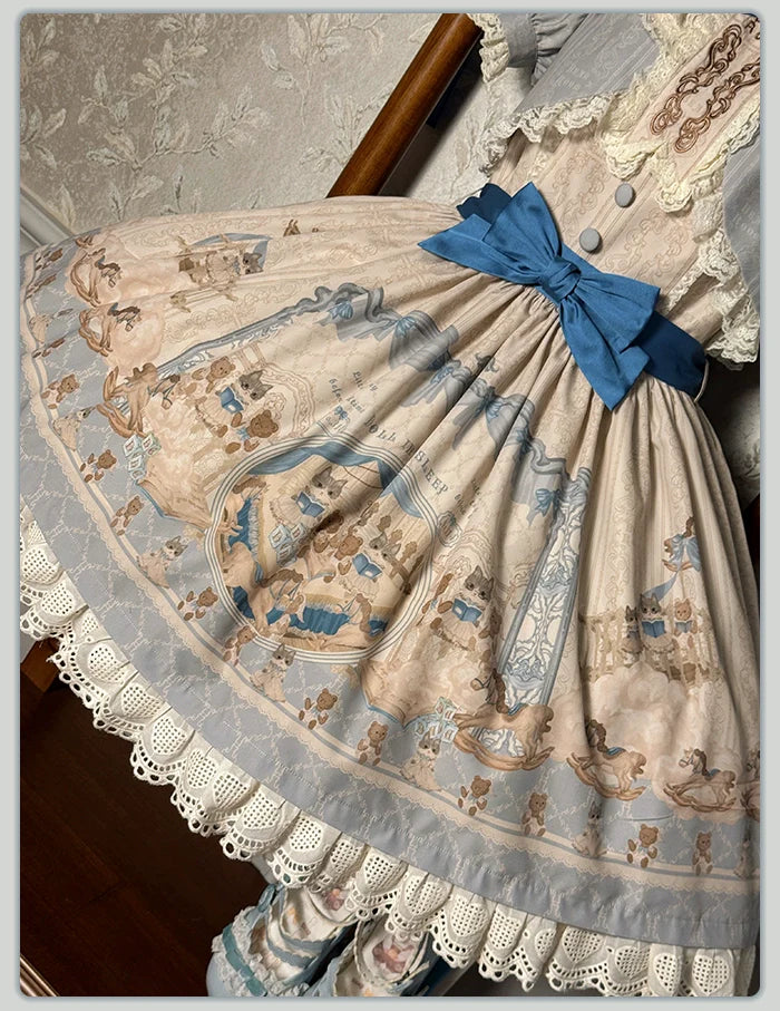 Alice Girl~Sea Salt Fairytale~Sweet Doll-like Lolita OP Animal Printed Lolita Dress