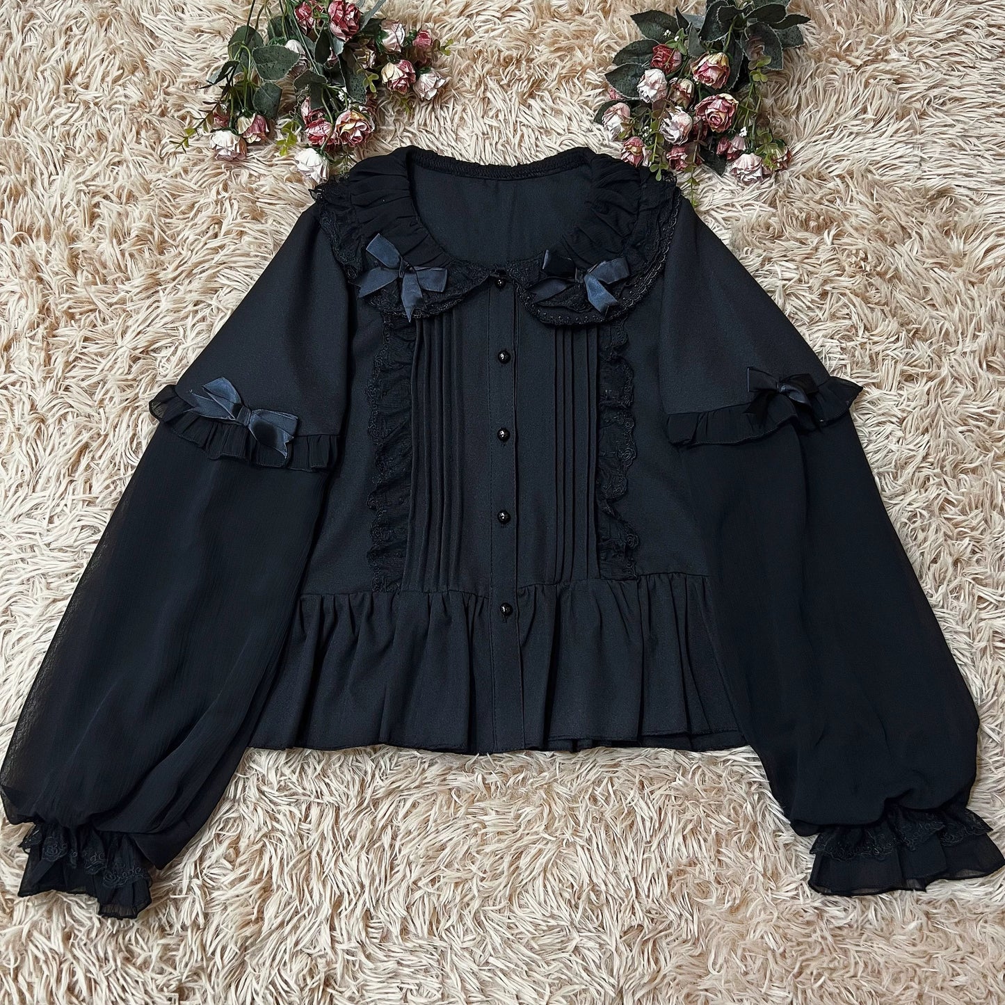 DMFS Lolita~Sweet Lolita Blouse Double-layered Puff Sleeves Lolita Shirt