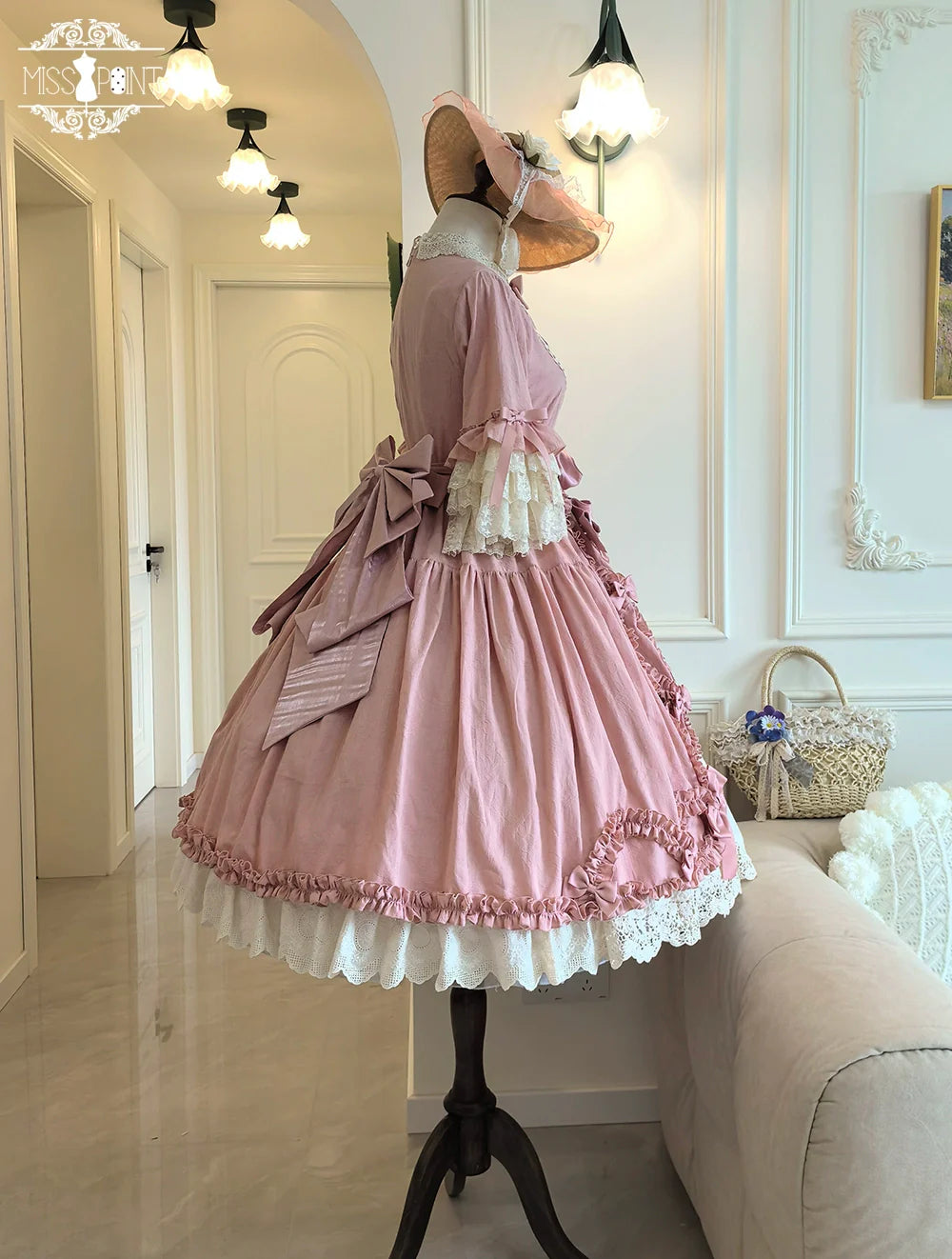 Miss Point~Lilyka Garden~Classic Lolita OP Dress Elegant Floral Wall Princess Sleeve