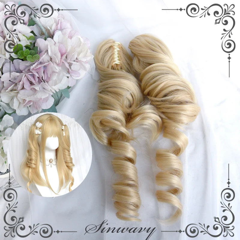 Sinwavy~55CM Blonde Lolita Curl Wig Detachable Double Ponytail