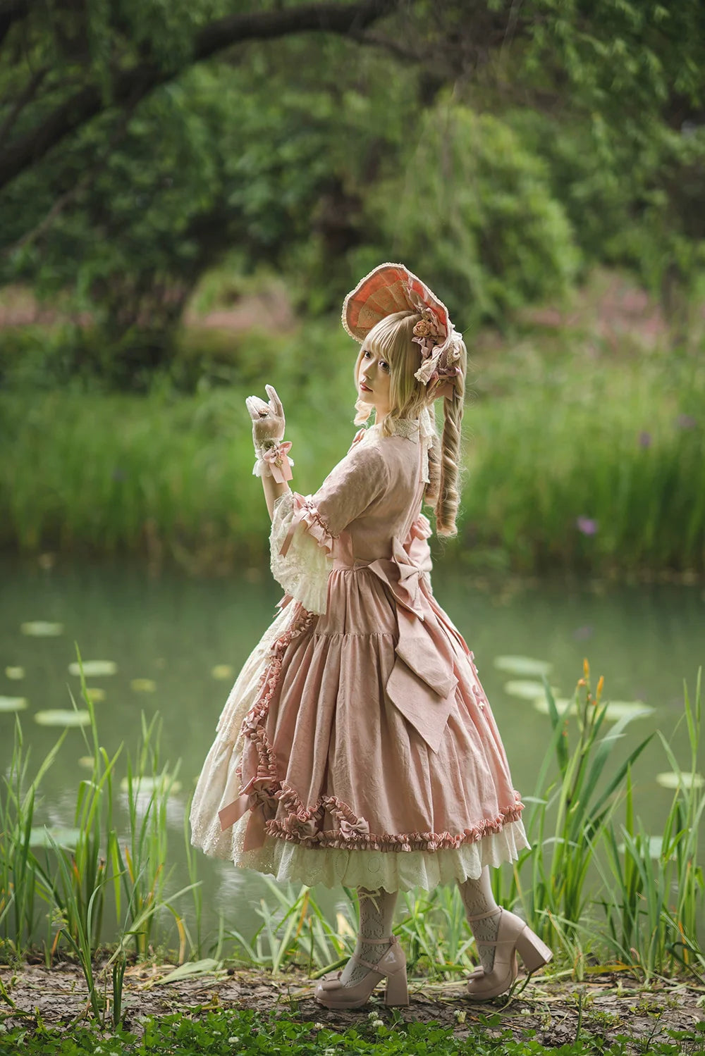 Miss Point~Lilyka Garden~Classic Lolita OP Dress Elegant Floral Wall Princess Sleeve