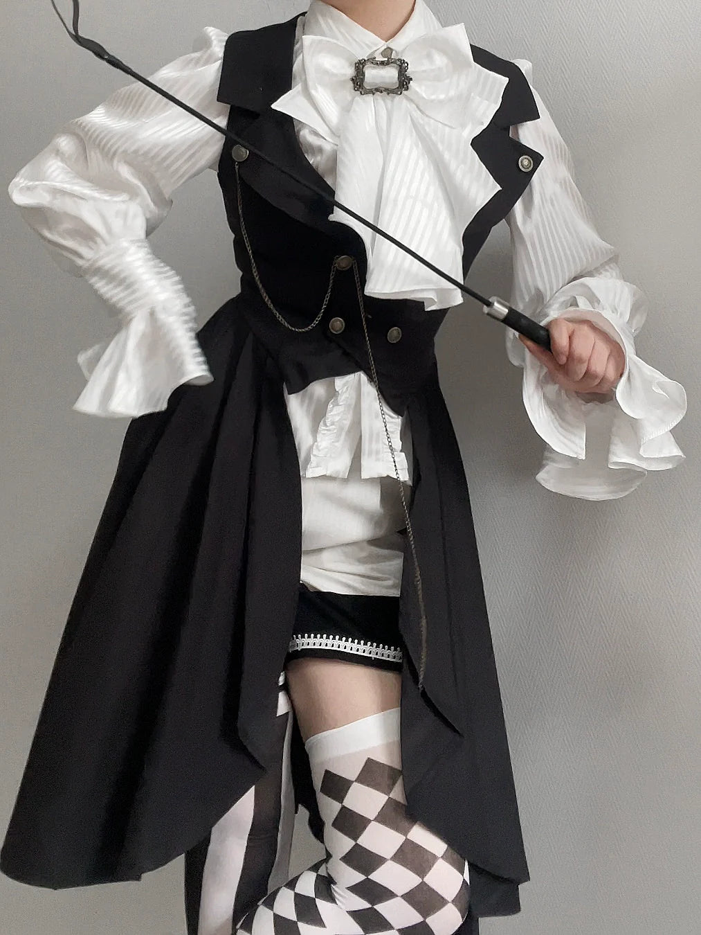 Gazing Galactic~Moonstone~Ouji Lolita Black Vest Prince Long Trailing Vest