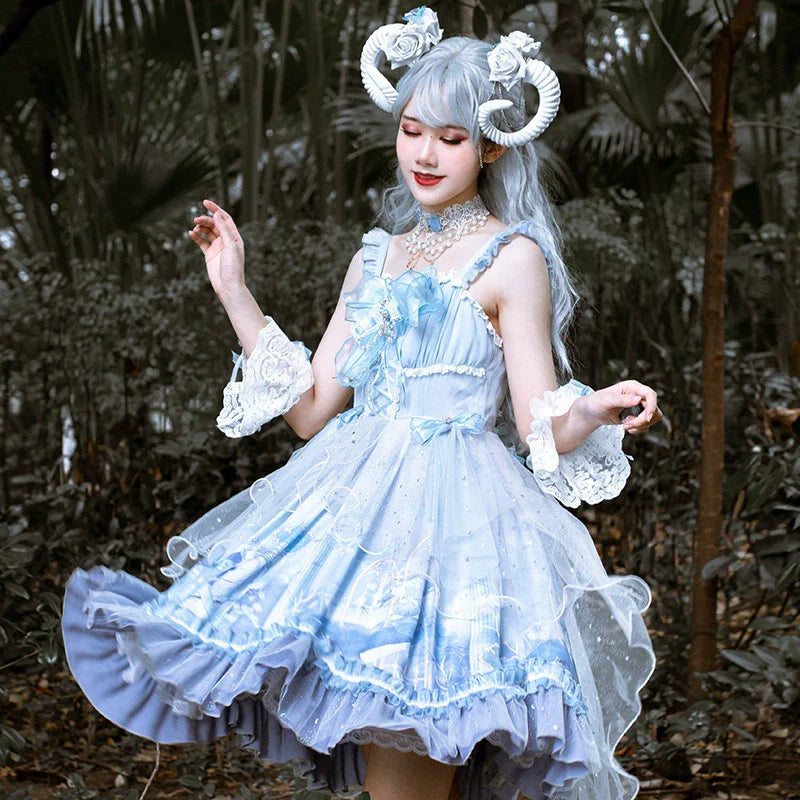 YingLuoFu~Wedding Lolita JSK Suit Printed Classic Lolita Dress
