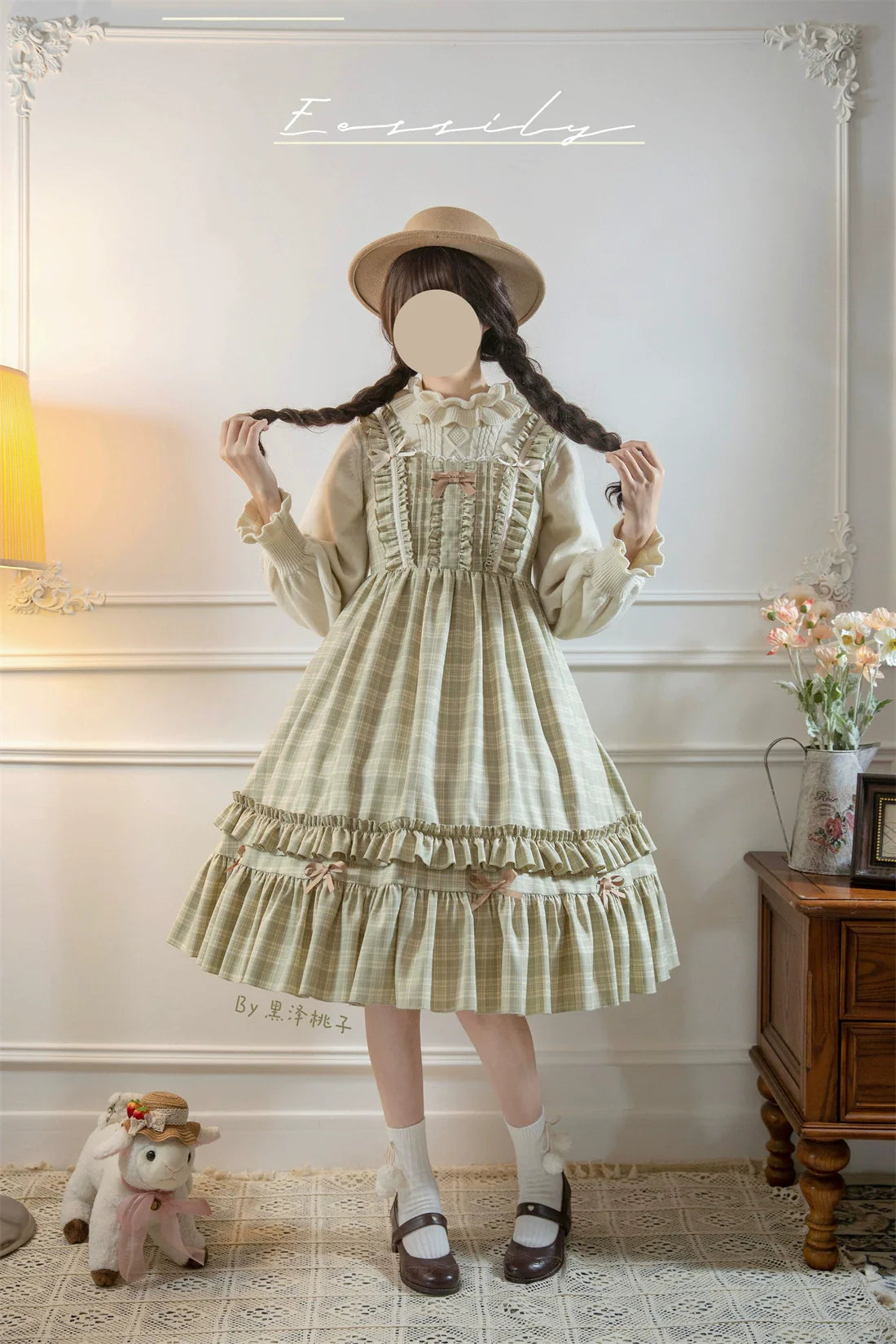 EESSILY~Green Fairy Tales~Classic Lolita Plaid JSK Plus Size Lolita Dress