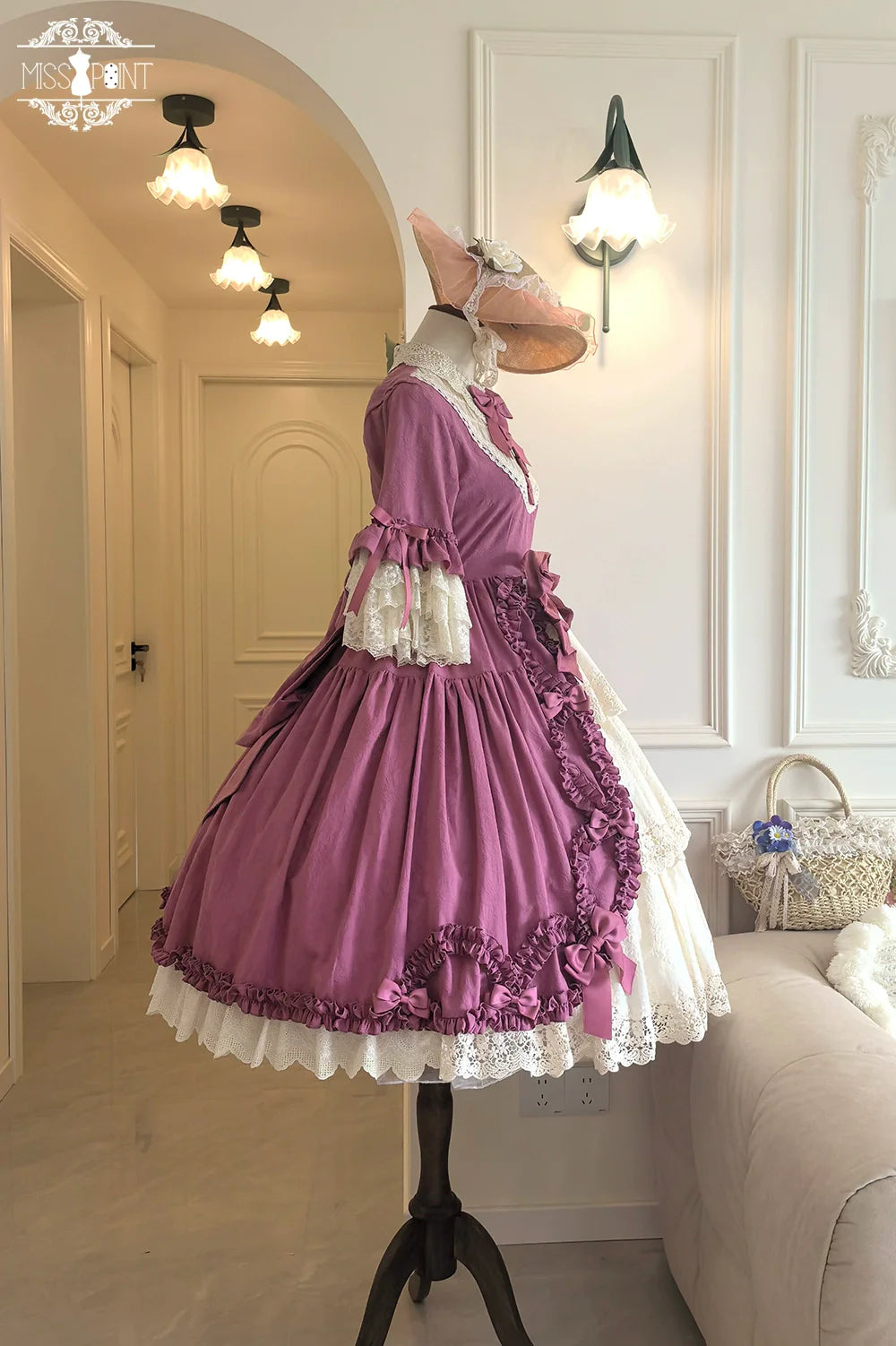 Miss Point~Lilyka Garden~Classic Lolita OP Dress Elegant Floral Wall Princess Sleeve