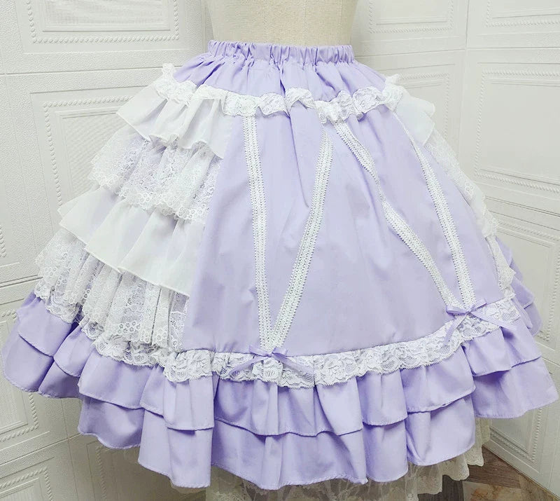 Sweet Angel~Japanese Sweet Lolita Skirt Retro Showa Knee Cake Dress