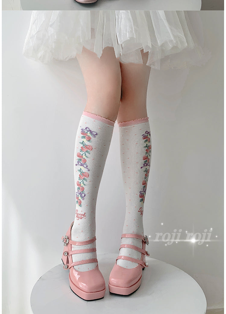 Roji Roji~Autumn Sweet Lolita Cotton Thigh-high Socks