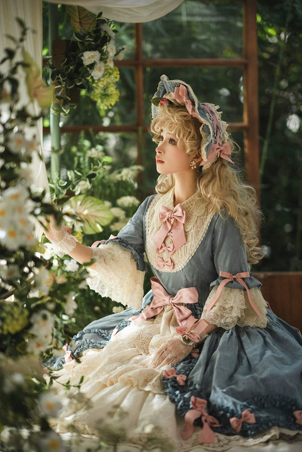 Miss Point~Lilyka Garden~Classic Lolita OP Dress Elegant Floral Wall Princess Sleeve