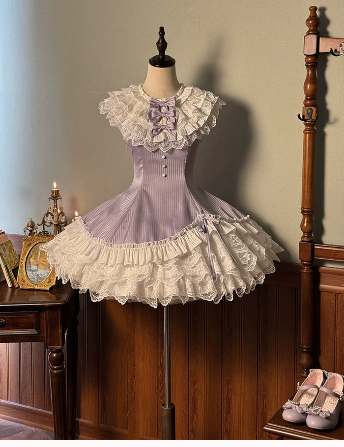 Alice Girl~Arrogant Miss~Sweet Lolita Jumper Dress with Tiered Lace Dress