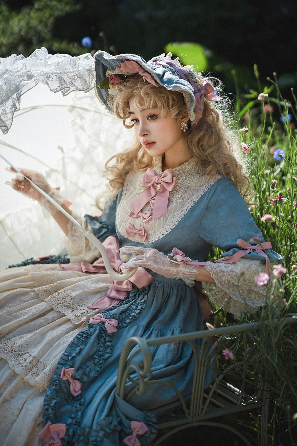 Miss Point~Lilyka Garden~Classic Lolita OP Dress Elegant Floral Wall Princess Sleeve