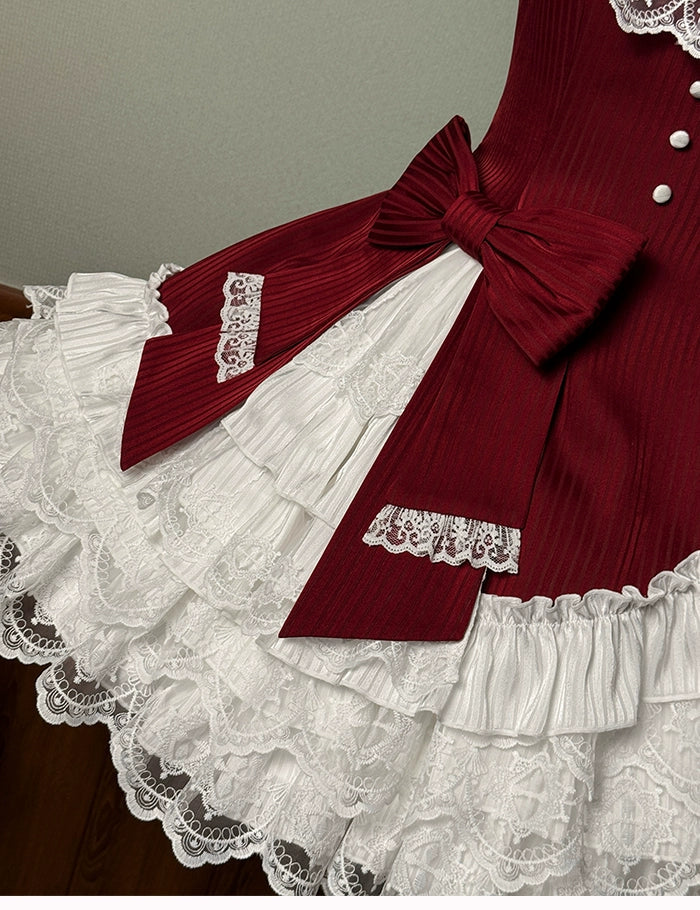 Alice Girl~Arrogant Miss~Sweet Lolita Jumper Dress with Tiered Lace Dress