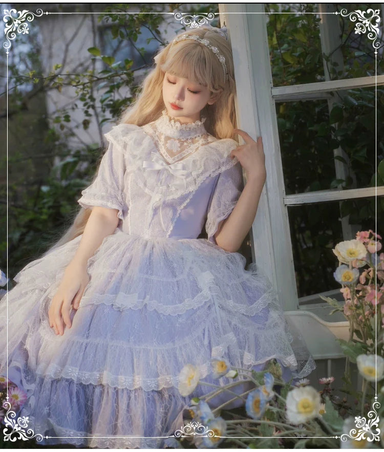 Eieyomi~Iris Love~Classic Lolita OP Princess Lolita Puff Dress and Veil