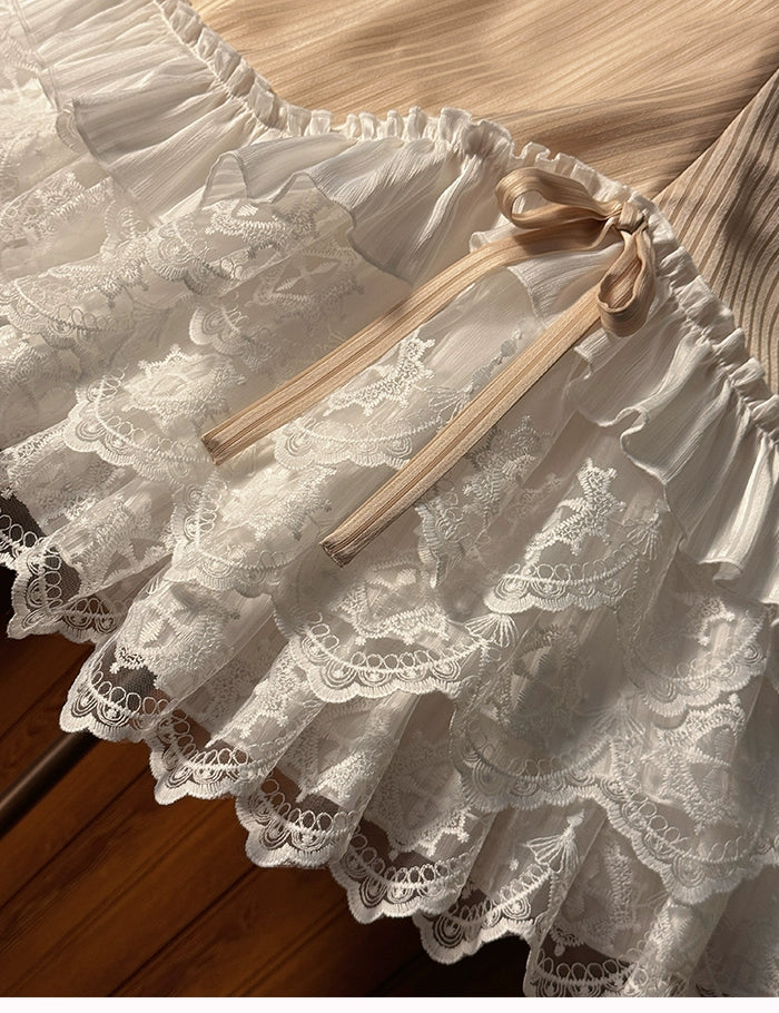 Alice Girl~Arrogant Miss~Sweet Lolita Jumper Dress with Tiered Lace Dress