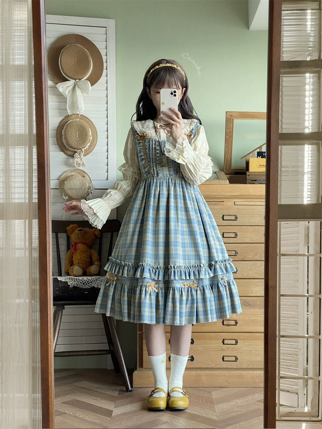 EESSILY~Green Fairy Tales~Classic Lolita Plaid JSK Plus Size Lolita Dress