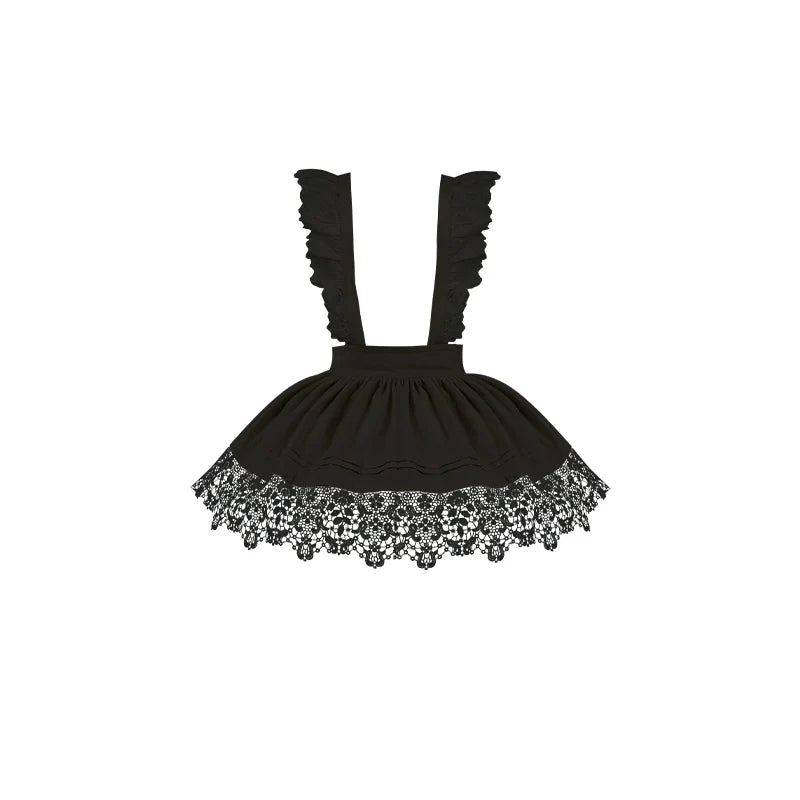 With PUJI~Nocturne SP~Striped Gothic Lolita OP Twin Lolita Dress with Apron