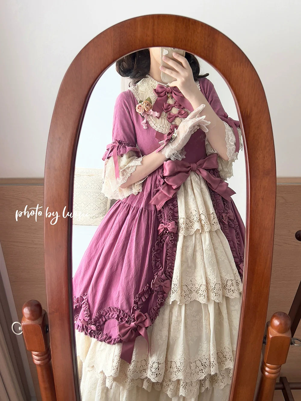 Miss Point~Lilyka Garden~Classic Lolita OP Dress Elegant Floral Wall Princess Sleeve