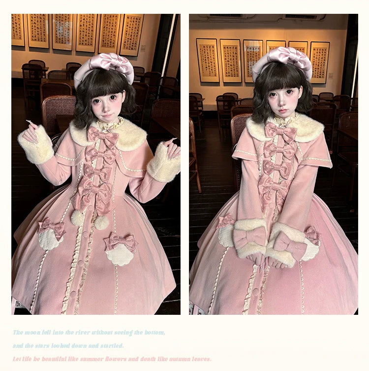 Sakurahime~Sweet Cookie~Sweet Lolita Coat Detachable Cape Pastel Outwear