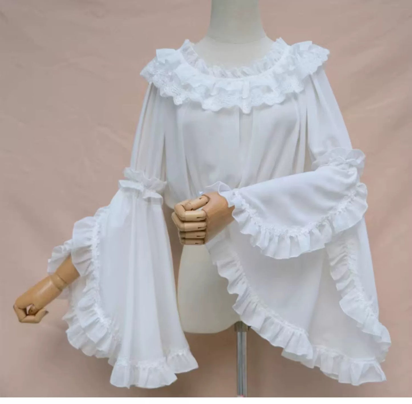 Motadalu~Classic Lolita Shirt Lace Princess Sleeves Chiffon Lolita Blouse