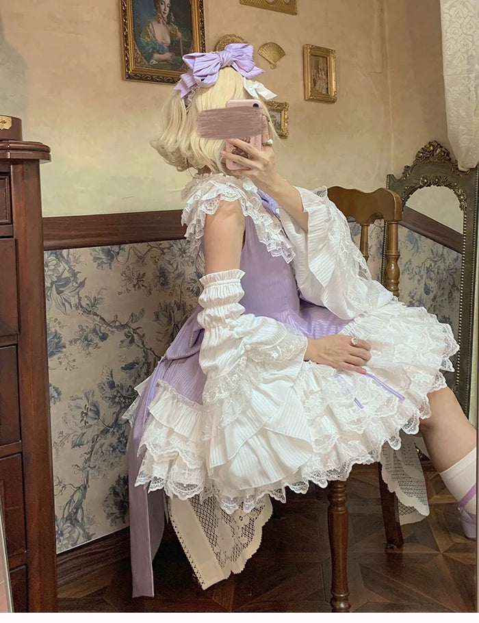 Alice Girl~Arrogant Miss~Sweet Lolita Jumper Dress with Tiered Lace Dress