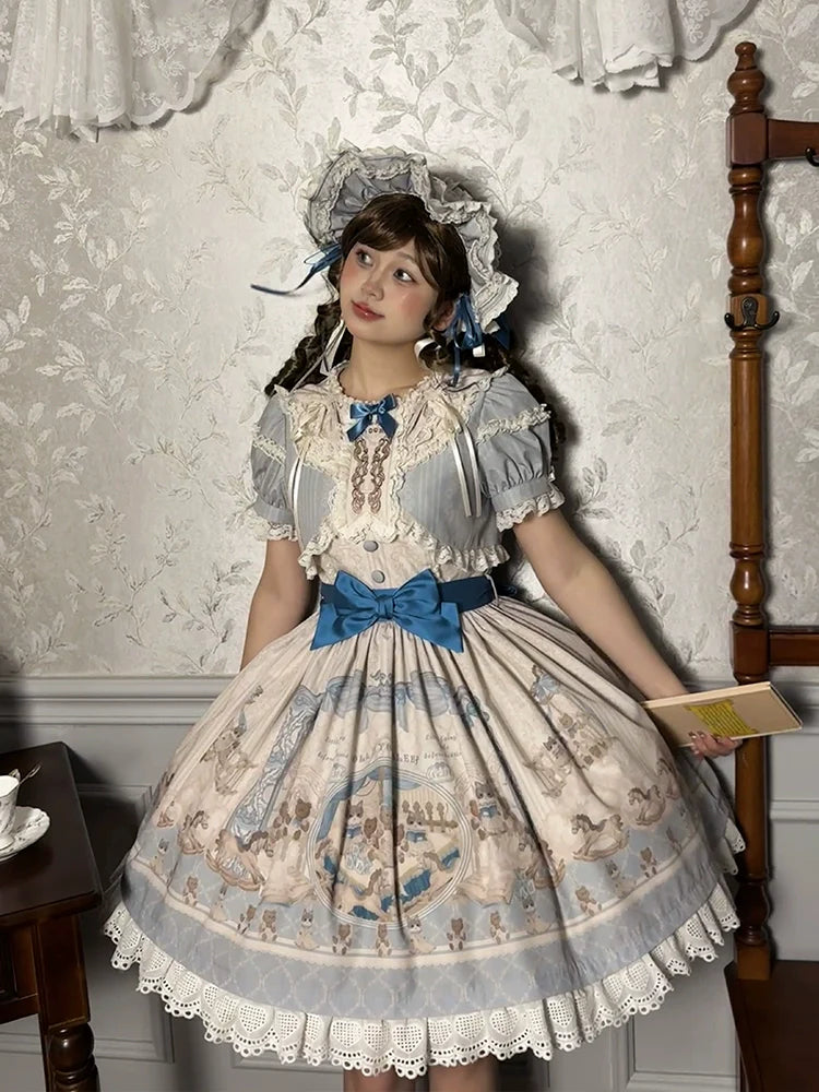 Alice Girl~Sea Salt Fairytale~Sweet Doll-like Lolita OP Animal Printed Lolita Dress
