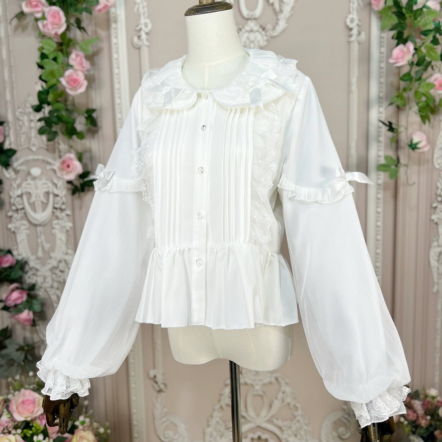 DMFS Lolita~Sweet Lolita Blouse Double-layered Puff Sleeves Lolita Shirt