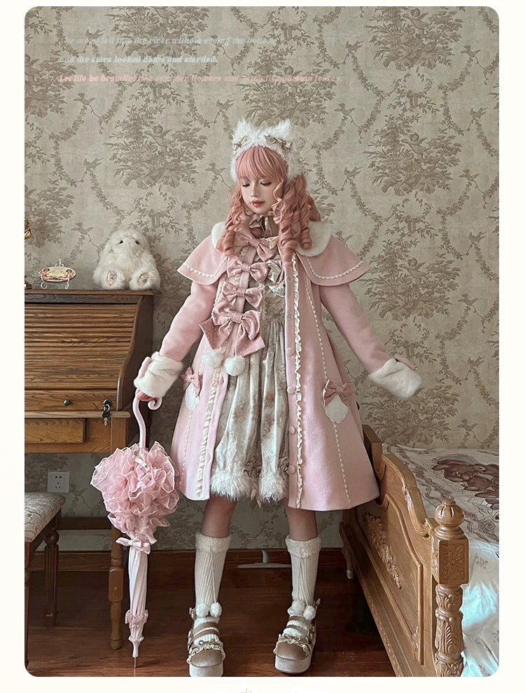 Sakurahime~Sweet Cookie~Sweet Lolita Coat Detachable Cape Pastel Outwear