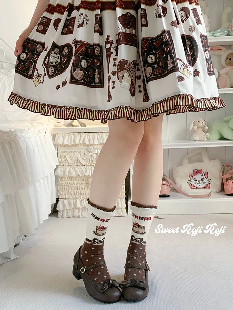 Roji Roji~Sweet Lolita Socks Cake Pattern Winter Socks
