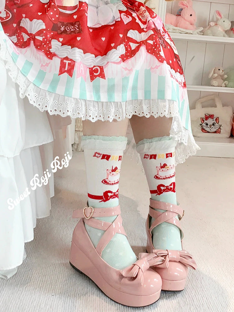 Roji Roji~Sweet Lolita Socks Cake Pattern Winter Socks