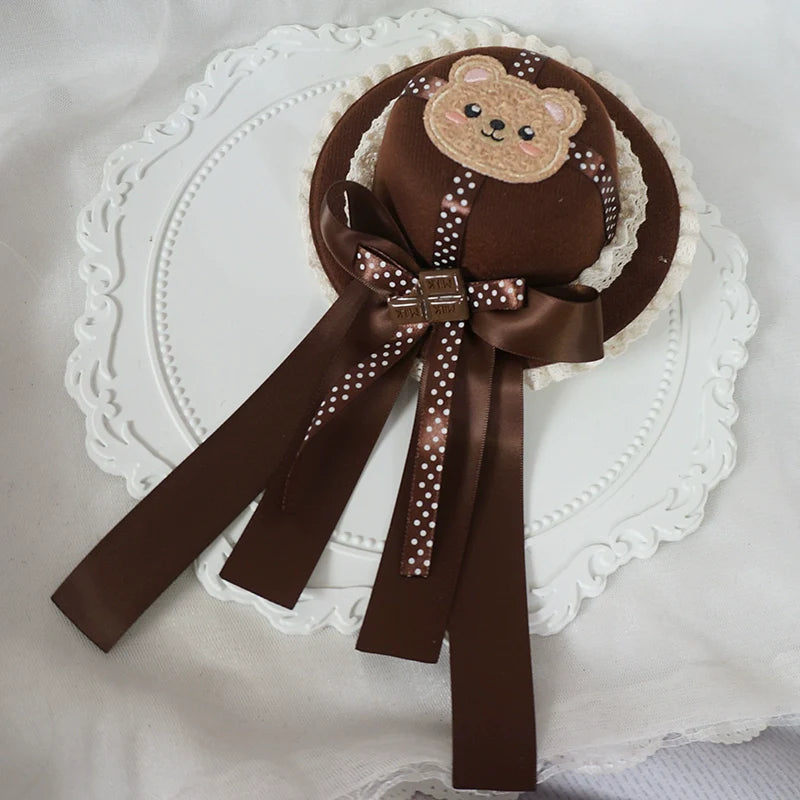 MaoJiang Handmade~Kawaii Lolita Headdress Chocolate Brown Top Hat