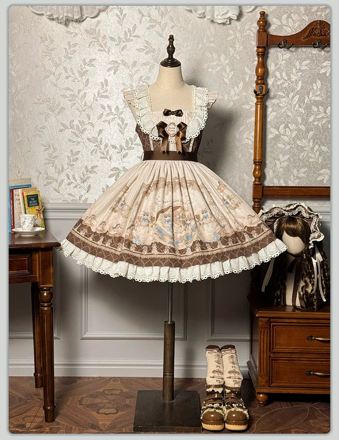 Alice Girl~Sea Salt Fairytale~Sweet Lolita JSK Doll-like Lolita Printed Dress