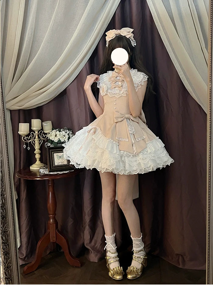 Alice Girl~Arrogant Miss~Sweet Lolita Jumper Dress with Tiered Lace Dress
