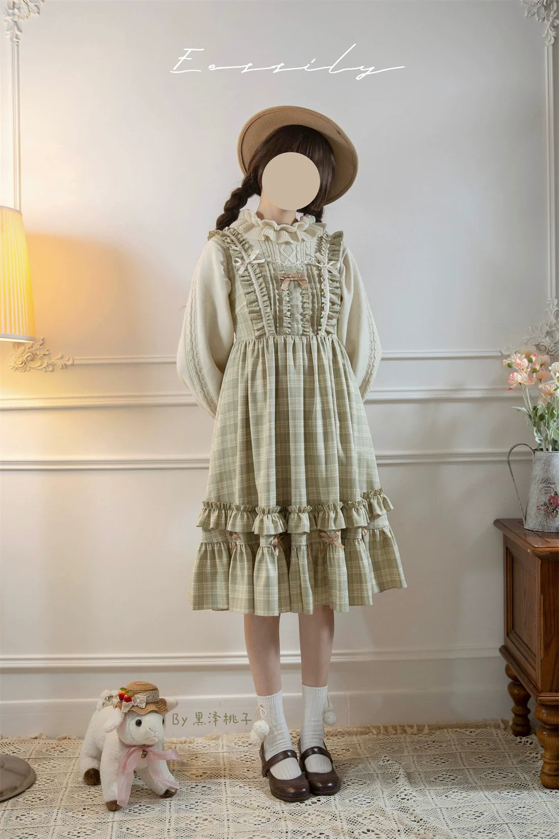 EESSILY~Green Fairy Tale~Classic Lolita Sweater Round Collar Winter Lolita Innerwear