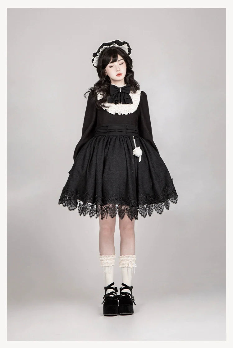 With PUJI~Twilight Choir~Twin Lolita OP Suit Loose Version Dress with Apron